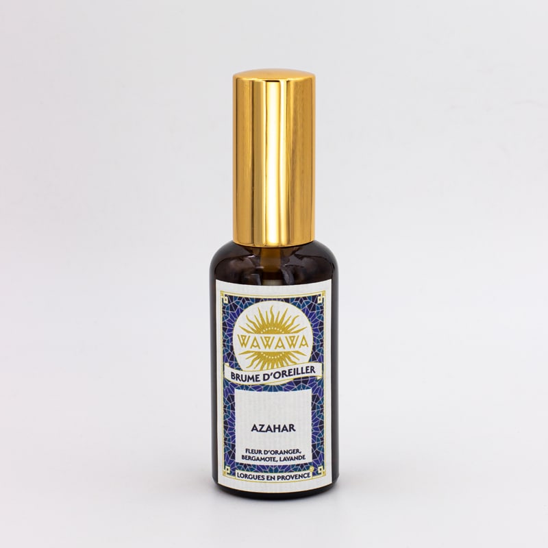 brume d'oreiller aux huiles essentielles bio relaxantes et fragrance de Grasse, fabriqué en Provence, sans phtalates ni CMR