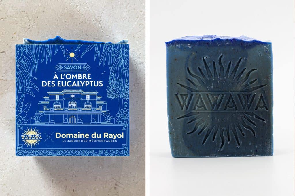 À l'Ombre des Eucalyptus est un savon fruit de la collaboration entre Le Domaine du Rayol et la savonnerie artisanale WAWAWA