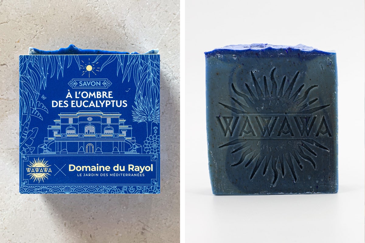 À l'Ombre des Eucalyptus est un savon fruit de la collaboration entre Le Domaine du Rayol et la savonnerie artisanale WAWAWA