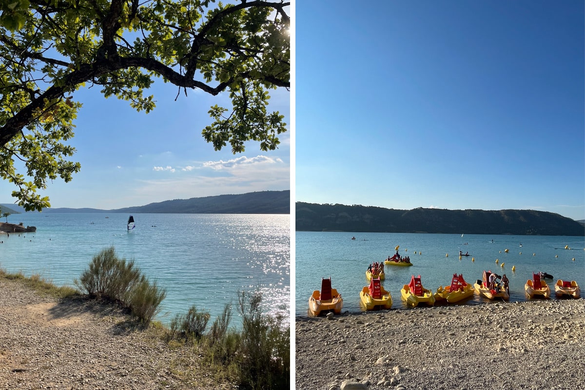 Vues de la plage de Margaridon au lac de Sainte-Croix, aux Salles-Sur-Verdon
