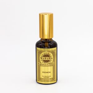 Le parfum d'ambiance Pognon de WAWAWA est un assemblage de fragrances de Grasse, aux notes de musc blanc, d'épices, et d'ambre safranée