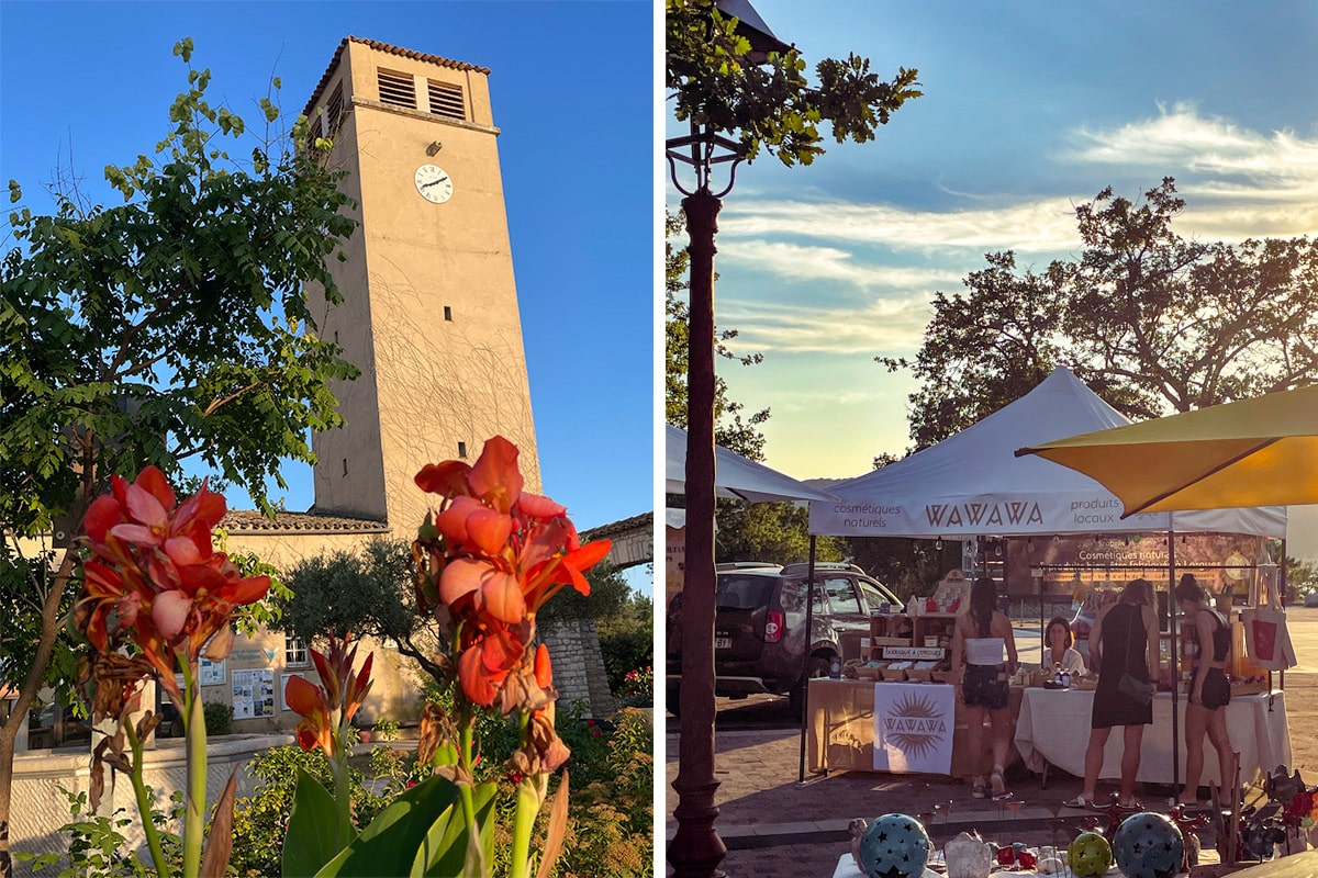 Les Salles-Sur-Verdon avec le stand WAWAWA sur le marché des producteurs